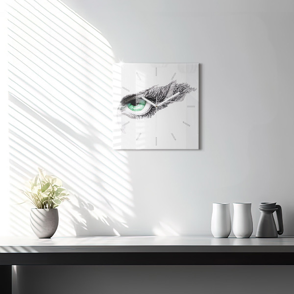 Square glass wall clock Abstraction of the human eye