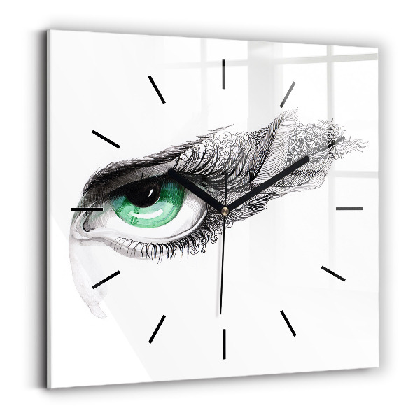 Square glass wall clock Abstraction of the human eye