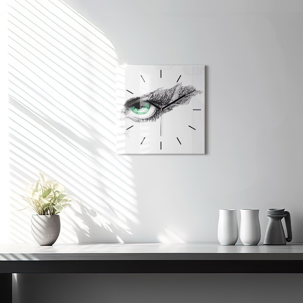 Square glass wall clock Abstraction of the human eye