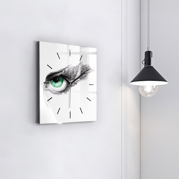 Square glass wall clock Abstraction of the human eye