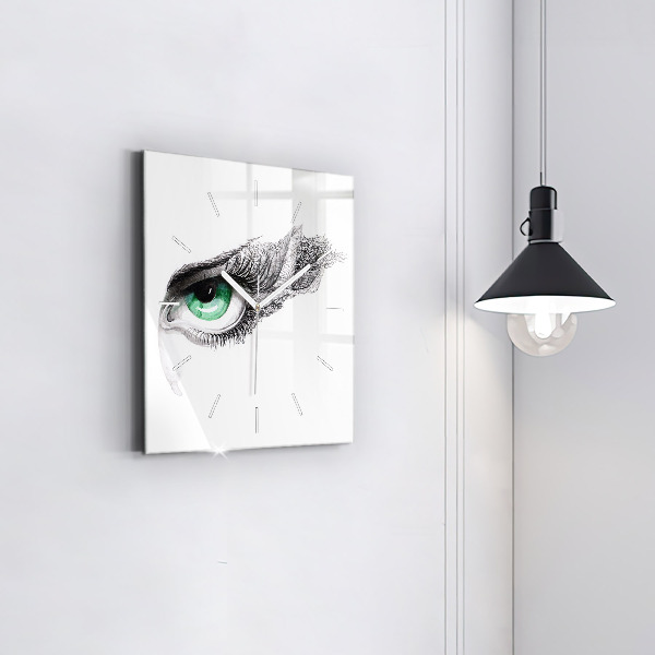 Square glass wall clock Abstraction of the human eye