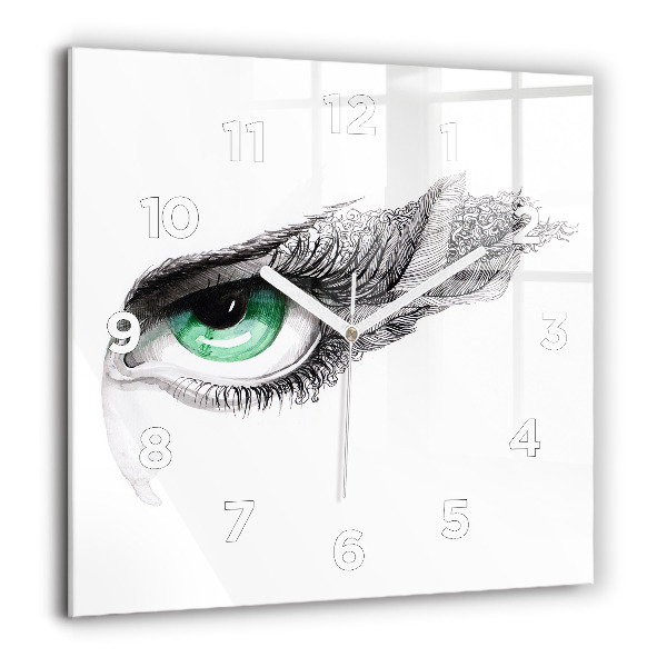 Square glass wall clock Abstraction of the human eye