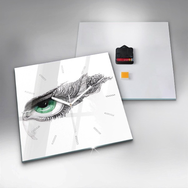 Square glass wall clock Abstraction of the human eye