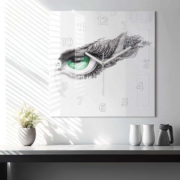 Square glass wall clock Abstraction of the human eye
