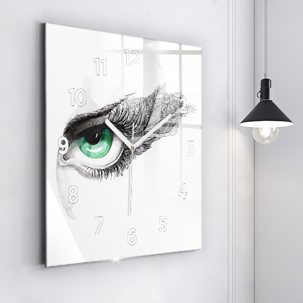 Square glass wall clock Abstraction of the human eye