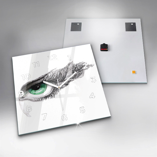Square glass wall clock Abstraction of the human eye