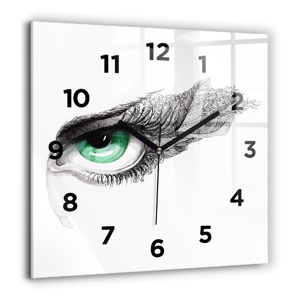 Square glass wall clock Abstraction of the human eye
