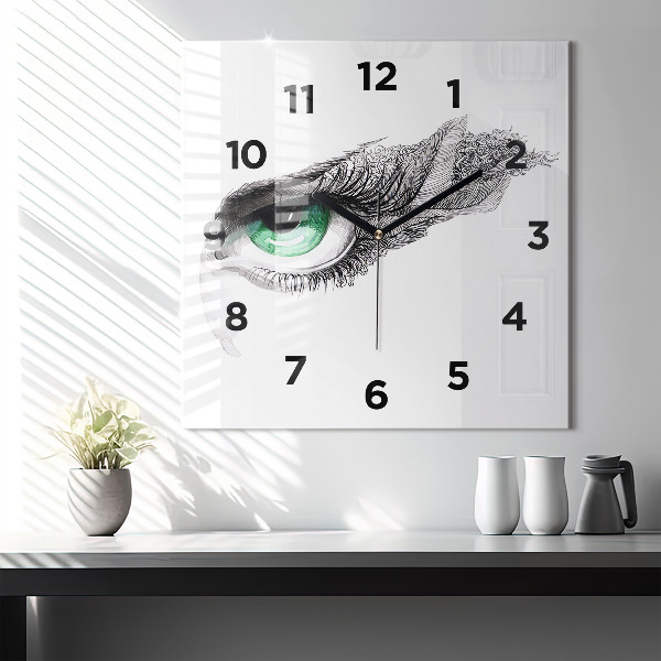 Square glass wall clock Abstraction of the human eye