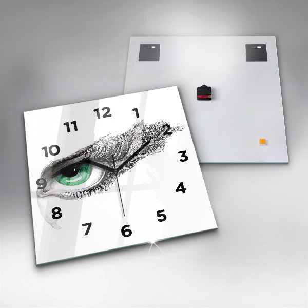 Square glass wall clock Abstraction of the human eye