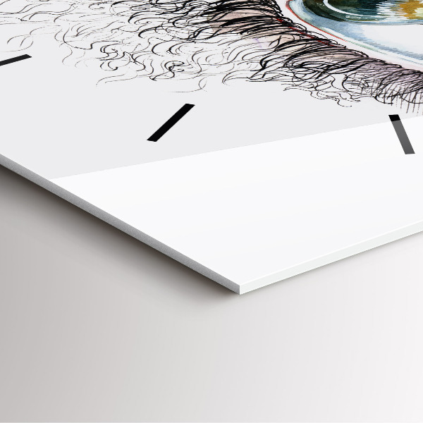 Square glass wall clock Drawing of a human eye