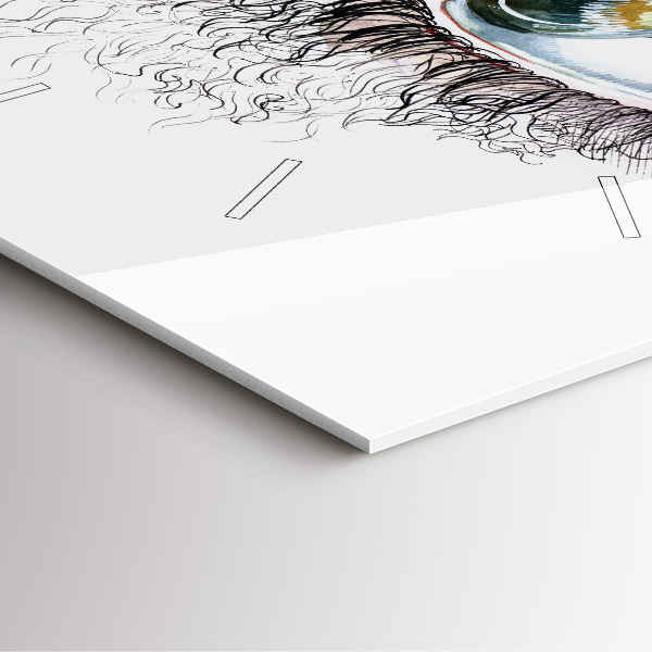 Square glass wall clock Drawing of a human eye