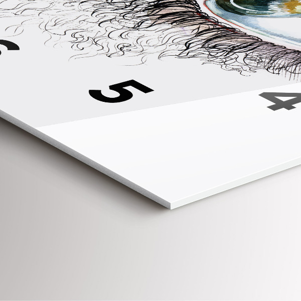 Square glass wall clock Drawing of a human eye