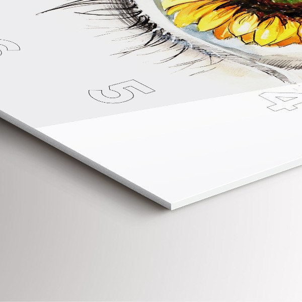 Square glass wall clock Sunflower flower in the eye