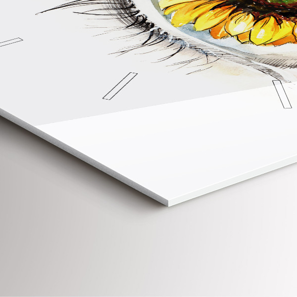 Square glass wall clock Sunflower flower in the eye