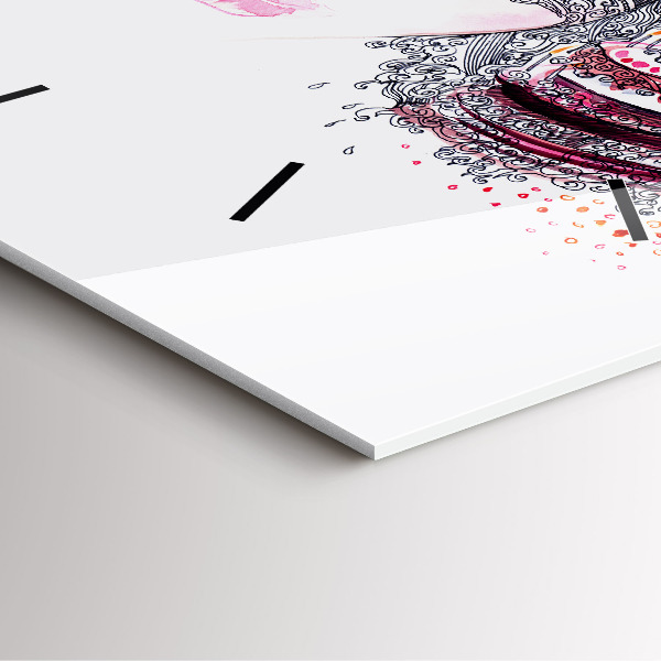 Square glass wall clock Sweet woman with cake