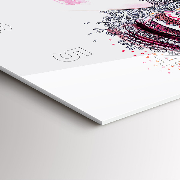 Square glass wall clock Sweet woman with cake