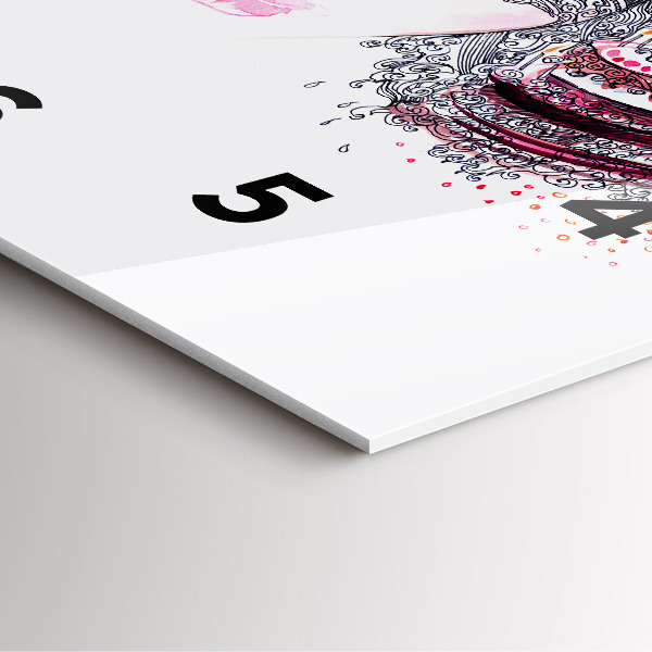 Square glass wall clock Sweet woman with cake