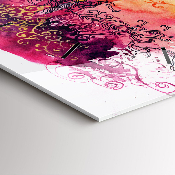 Square glass wall clock Watercolor couple in love