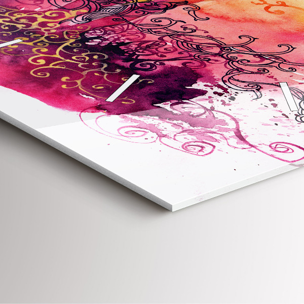 Square glass wall clock Watercolor couple in love