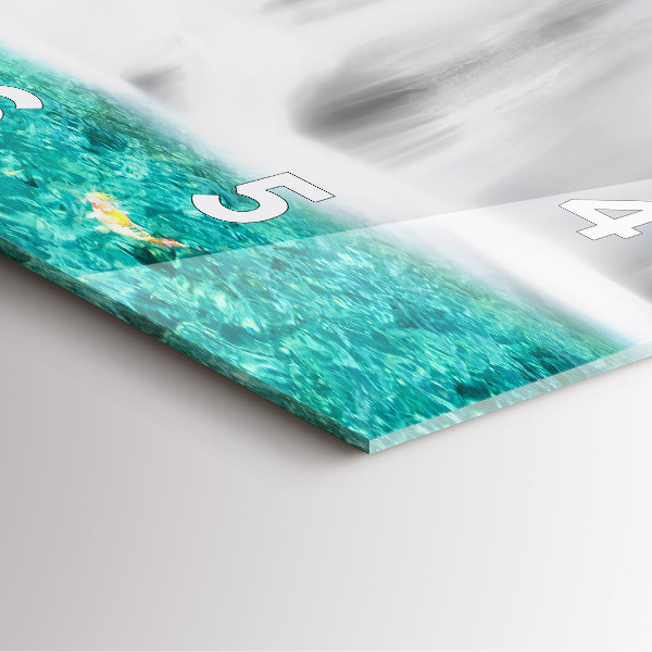 Square glass wall clock Waterfall in Thailand