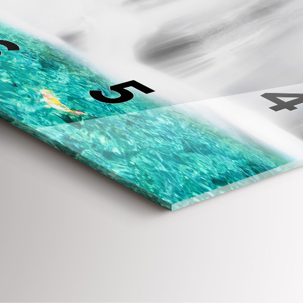 Square glass wall clock Waterfall in Thailand