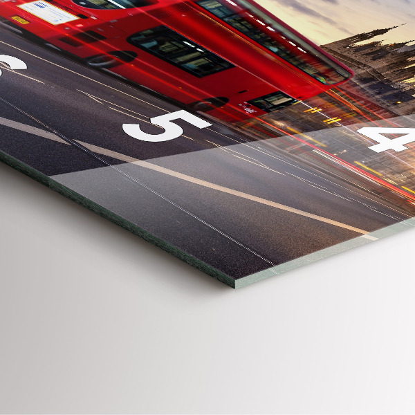 Square glass wall clock Red London Bus