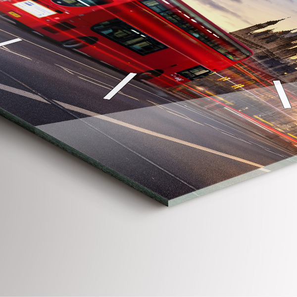 Square glass wall clock Red London Bus