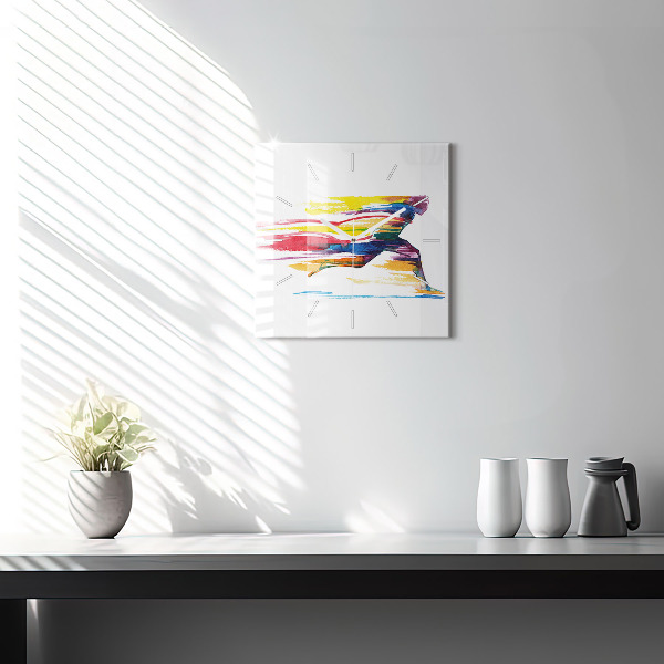Square glass wall clock Runner illustration