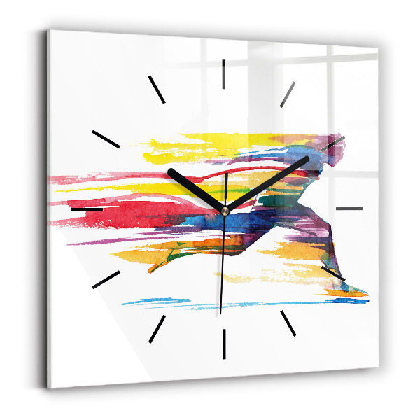 Square glass wall clock Runner illustration