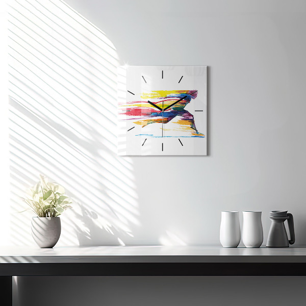 Square glass wall clock Runner illustration