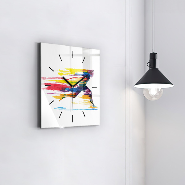 Square glass wall clock Runner illustration