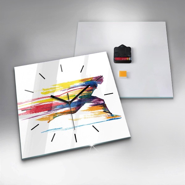 Square glass wall clock Runner illustration