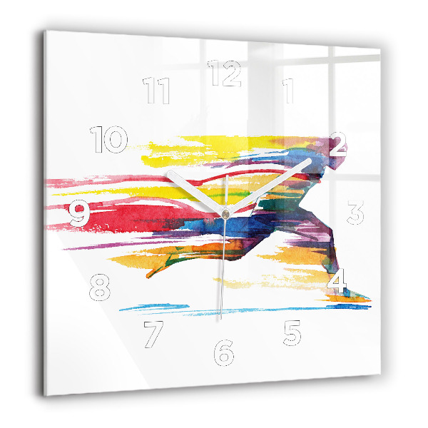 Square glass wall clock Runner illustration