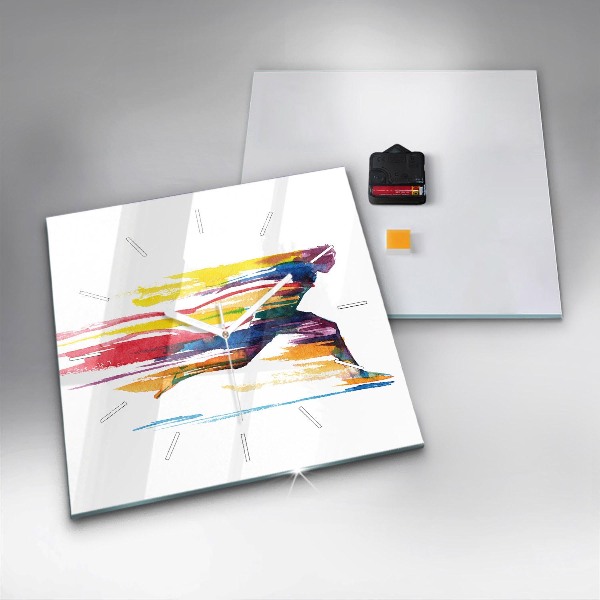 Square glass wall clock Runner illustration