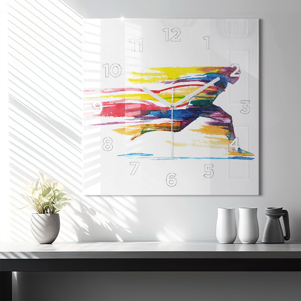 Square glass wall clock Runner illustration