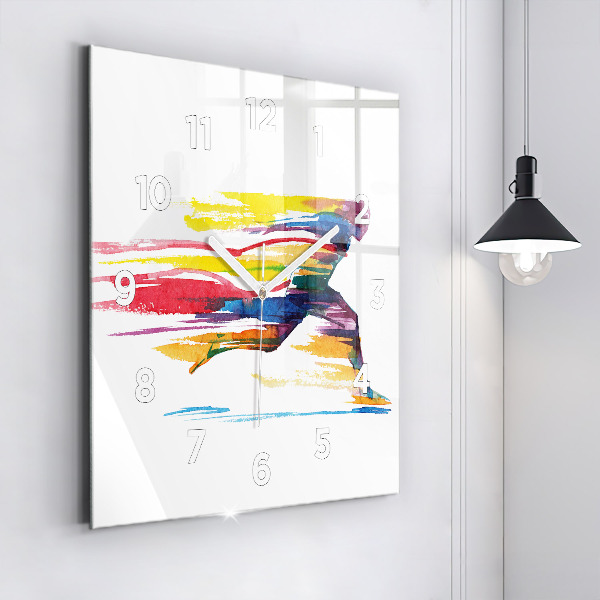 Square glass wall clock Runner illustration