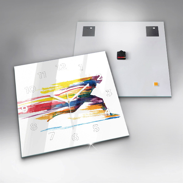 Square glass wall clock Runner illustration