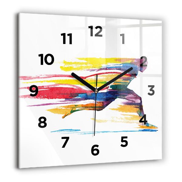 Square glass wall clock Runner illustration