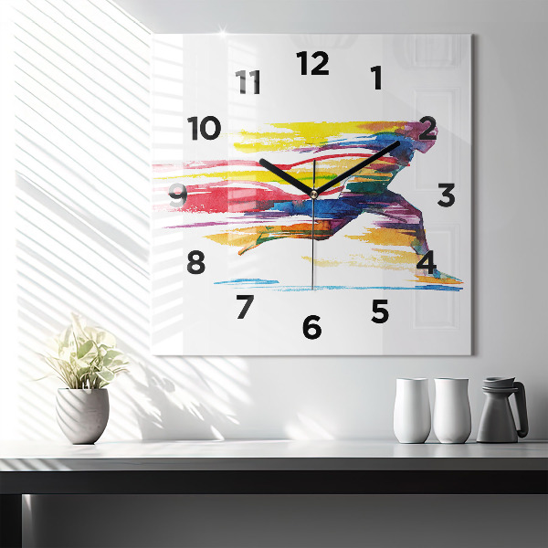 Square glass wall clock Runner illustration