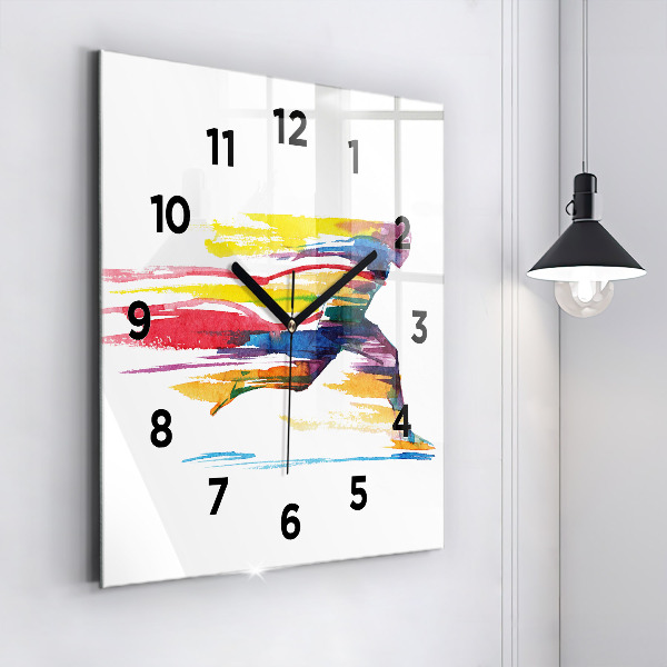 Square glass wall clock Runner illustration