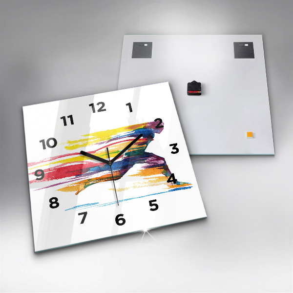 Square glass wall clock Runner illustration