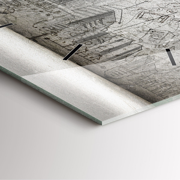 Square glass wall clock Sketch of the City