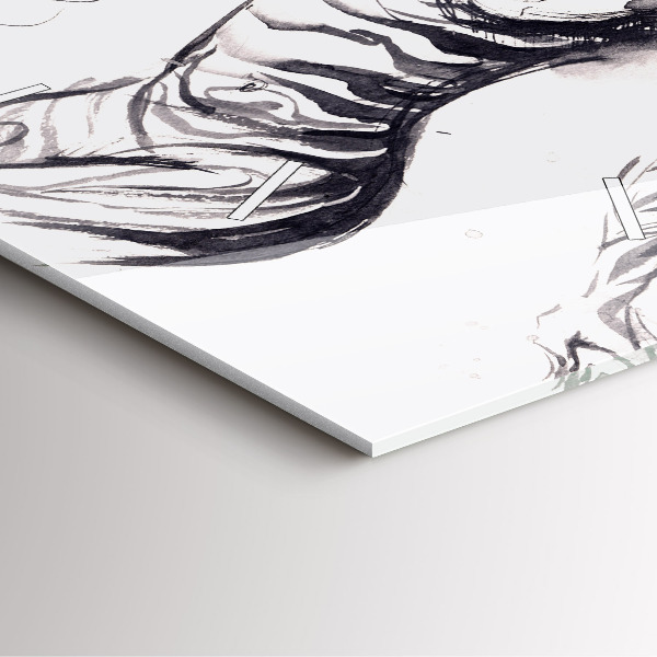 Square glass wall clock Woman and zebras