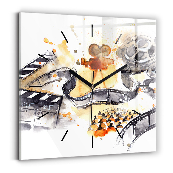 Square glass wall clock Cinematography camera