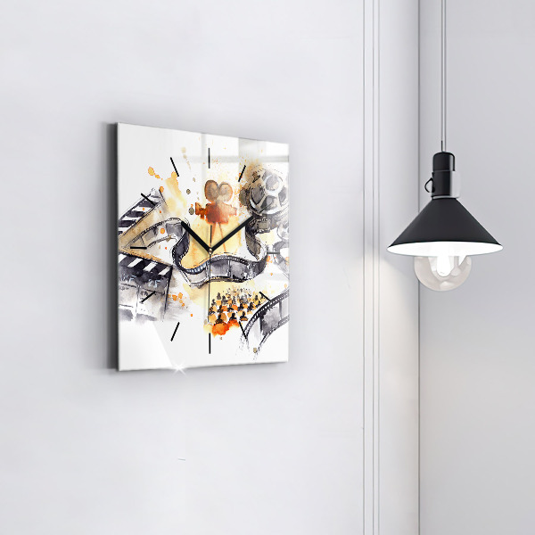 Square glass wall clock Cinematography camera