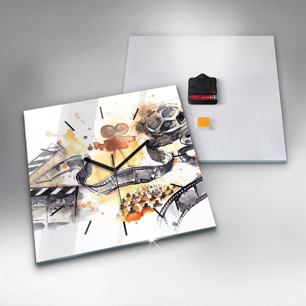 Square glass wall clock Cinematography camera