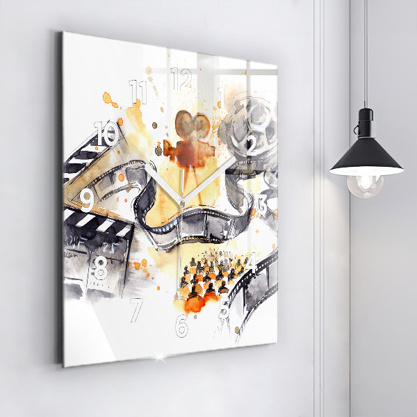 Square glass wall clock Cinematography camera