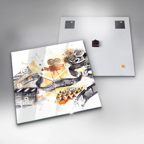 Square glass wall clock Cinematography camera