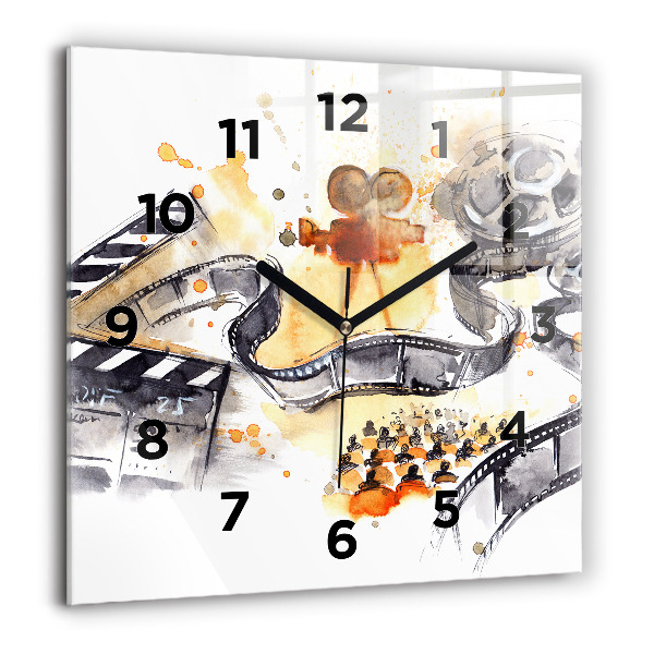 Square glass wall clock Cinematography camera