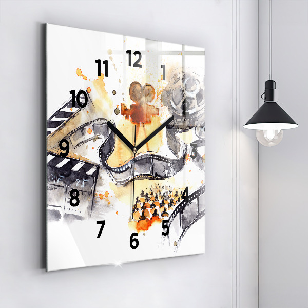 Square glass wall clock Cinematography camera